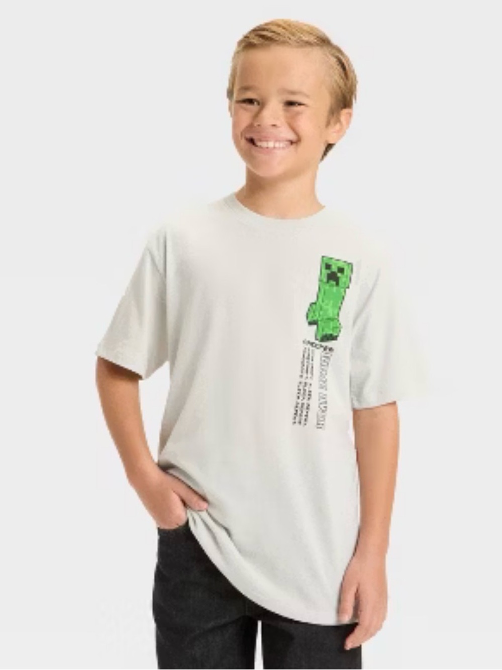 Minecraft Creeper “Game Over” Youth Tee Shirt Short Sleeve Gray Sz. M NWT